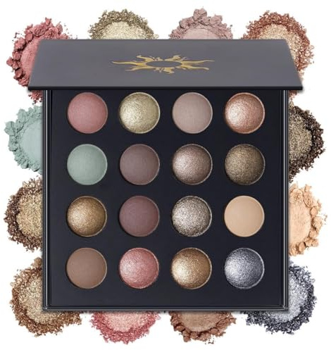 Palette de maquillage d'ombres à paupières cuites très pigmentées et de longue durée, 16 couleurs d'ombres à paupières nude avec des paillettes mates et des reflets métalliques