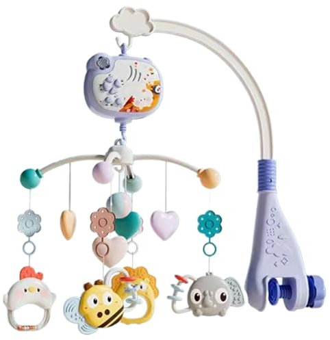 Baby-Mobile für das Kinderbett, Kinderbettspielzeug Musik und Lichtern - Stubenwagen-Mobile Projektor, Musikalisches Kinderbett-Mobile,Abnehmbares Kinderzimmer-Mobile Musik und Stubenwagen für Kleinki