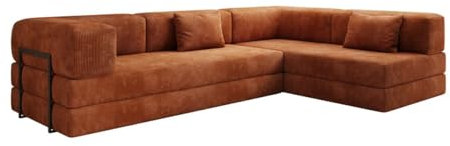 Luxusbetten24 Designer Sofa Lazy L in Cord Orange Rechts