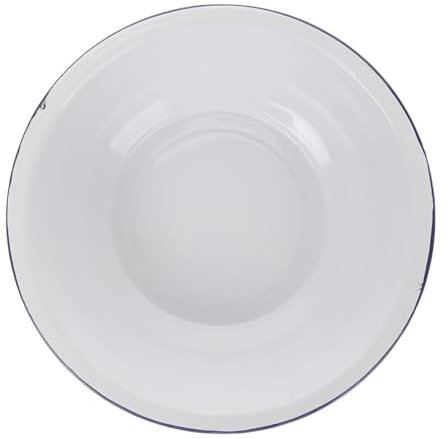 SEWACC Vintage Enamel Wash Basin 34cm Retro White Enamel Bowl for Vegetables and Fruits Heavy-Duty Kitchen Sinkware for Home Use Multi-Purpose Salad and Soup Mixing Dish