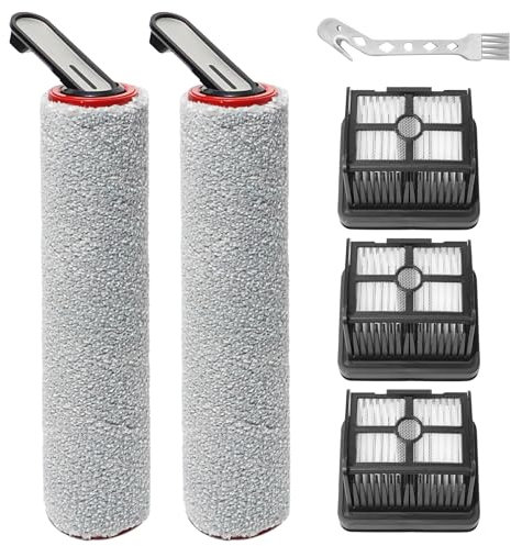 KiimSin Brosse rotative + filtres accessoires pour Dreame H12 Pro FlexiReach / H15 Pro Pièces de rechange pour aspirateur eau et poussière, 2 brosse rotative + 3 filtres Hepa + 1 brosse