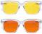 OPULIZE ERA Sunglasses - Yellow/Orange Lenses - 2 Pack - Anti-reflective & Anti-Glare - Polarised Lenses With UV400 Protection - Oversized Rectangular Frame - Spring Hinges - Clear - Mens Womens