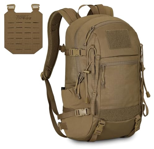 ROOT THREE Taktischer Rucksack 25L Trekkingrucksack Military Molle Rucksack Wasserdichter Wanderrucksack Outdoor Trekking Camping Wandern Reisen für Damen Herren (Braun)