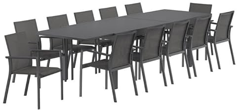 OUTLIV. Gartenmöbel Set Lucca XXL Aluminium wetterfest ausziehbar 12 Sitzplätze dunkelgrau anthrazit 320x100,5 cm rechteckig