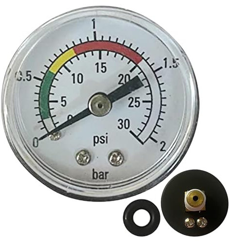 Manómetro Para Piscinas,Manómetro De Presión Para Bomba De Piscina Con Montaje Trasero | Probador Acero Inoxidable Lavado Atras Spa Exterior Hotel Industrial