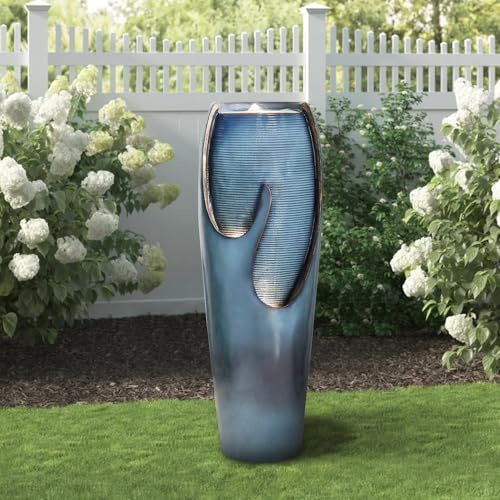 98 cm hoher Wasserbrunnen aus Glas für die Innen- und Außendekoration im Hausgarten