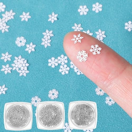 Abeillo 300 Stück Mini-Weihnachts-Schneeflocken-Verzierung,Kleine Metall Schneeflocke,Schneeflocken-Dekorationen,für Weihnachtsbaum DIY Scrapbook Winterparty Dekorationen