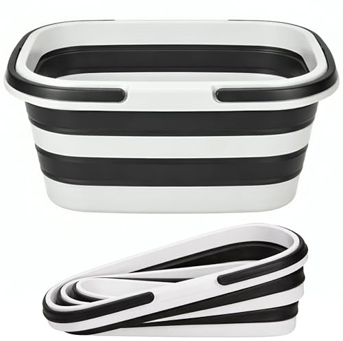 Collapsible Washing Up Bowl with Handles | Foldable Basket for Camping, Picnic and Travel, Outdoor Basin, Portable Space Saving Bucket for Car