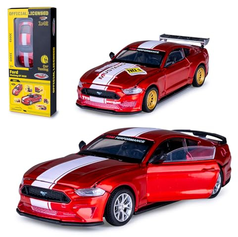 JAMARA 402609 Ford Mustang GT Diecast 1:42 - Modellauto Spielzeug, Kinder Car, Model mini Fahrzeuge, Geschenkidee Kids, Türen manuell öffnen/schließen, Tuning