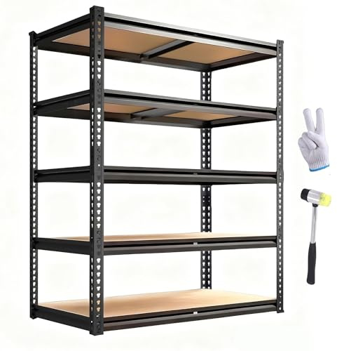 ZEUKMXOO Garage Storage Shelves 72'',Ajustable Garage Shelving Units, Storage Shelves Heavy Duty, Metal Shelving for Basement, Warehouse, Workshop, Pantry, Closet, 2400 LBS, 16 D x 35.5 W x 72 H
