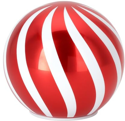 mucHome Deko Kugel LED Licht rot/weiß Weihnachtskugel 10cm, mit 8 LEDs Weihnachtliche Kugel Weihnachten aus hochwertigem Glas Advent Glaskugel