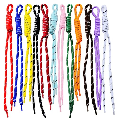 VelvetGlow Schlüsselanhänger aus Paracord, Taschenanhänger, 12 bunte Stück, handgefertigte geflochtene Seil-Anhänger, Dekorationsaccessoires für Rucksack und Handtasche