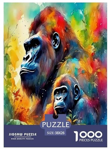 Gorilla Jigsaw Puzzles Puzzle for Adults Kids. 1000 Piece Whimsical Challenge Toy Educational Games Home Decoration for Adults& Kids Age 14 Years Up 38x26cm/1000pcs