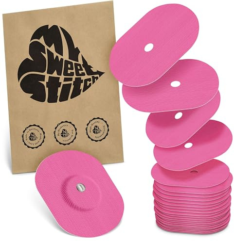MySweetStitch 25 Fixierpflaster für FreeStyle Libre 3/3 Plus oval Pink | Hilft gegen vorzeitiges Ablösen, wasserfest und schnell trocknend, hautfreundlich, bis zu 15 Tage Halt