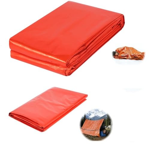 msymsyu 2Set Emergency Sleeping Bags Ultra-lightweight Thermal Tent | Orange Waterproof Survival Sleeping Bag, for Outdoor Hiking Camping Rescue and Firstaid (210x90CM/240x150CM)