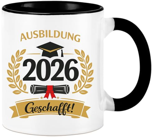 Diztoud Tasse Bestandene Prüfung Geschenk, Ausbildung Prüfung Bestanden Geschenk, Ausbildung 2026 Geschafft Geschenke, Abschluss Geschenke, Gesellenprüfung, Berufseinstieg, 325ml Kaffeetasse, Schwarz
