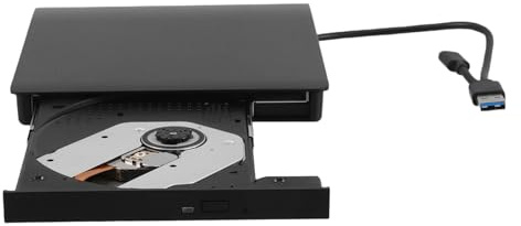 HONMEET Externes USB CD DVD Laufwerk mit USB Typ c Anschluss Tragbarer Leichter DVD Player aus Kunststoff und Metall für Laptop und Tablet für Unterwegs