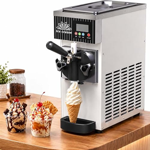 menglanchang Softeismaschine FüR Heim & Gewerbe -450w TischgeräT FüR Eine Sorte,4–5L/H Leistung, Mit 2,5L VorratsbehäLter & 1 L GefrierbehäLter, LCD-Display, VorküHlung&Auto-Reinigungsfunktion White