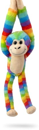 Generisch Kuscheltier AFFE 60 cm – Bunter Regenbogen AFFE mit Klettverschluss-Händen – Weiches Plüschtier zum Kuscheln – Geschenk für Kinder