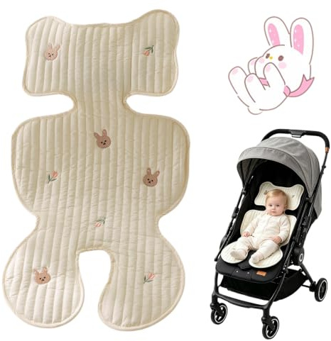 Atmungsaktive Sitzauflage Buggy für Kinderwagen 72x40cm, Universal Sommer Sitzeinlage, waschbare Baumwollauflage für, Babyschale & Kindersitz – rutschfest, schützt vor Flecken, kühlt und schützt