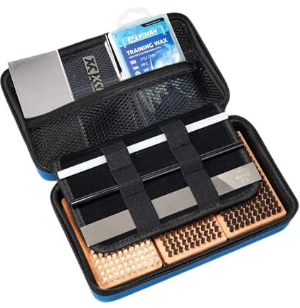 XCMAN Ski Snowboard Waxing & Tuning Complete Brush Kit - Nylon,Brass,Horsehair Brush Metal Scraper Wax Scraper and PTEX Flate File