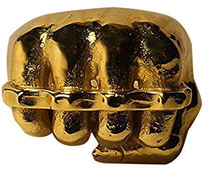 Men's 925 Solid Sterling STAMPED 925 Silver Highly Polished Fist & Knuckle Duster Ring 26 grams Dipped in 9ct Gold