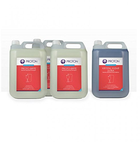 Thali Outlet - Proton Glasswash Combi Pack Silver - 3 x 5L Protobrite Glasswash Detergent & 1 x 5L Krystal Klear Rinse Aid
