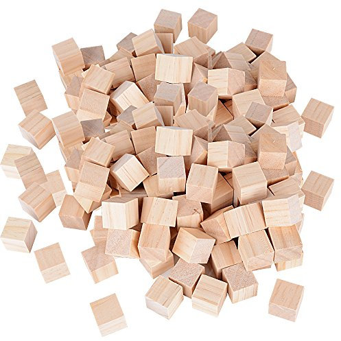 DEOMOR 100 Stück Holzwürfel 20mm Blanko Deko Bastelmaterial Quadrat Natur zum DIY Basteln Malen Handwerk Dekoration