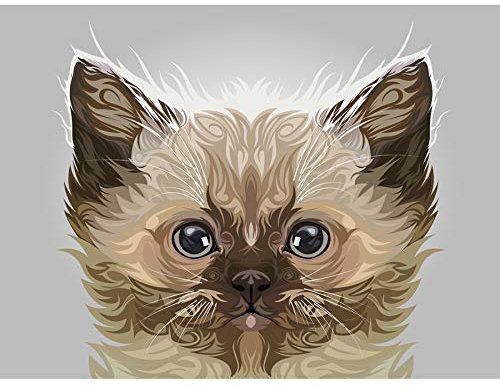 Cat Illustration Persian Kitten Art Print Canvas Premium Wall Decor Poster Wand Deko
