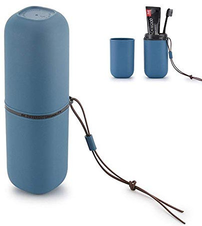 JackWish Reise Wasser Becher Set,Kreativer Zahnputzbecher Zahnbürstenhalter für Zahnbürsten und Zahnpasta,Geeignet für Camping Reisen,Wandern,Geschäftsreisen,Zuhause (Dunkelblau)