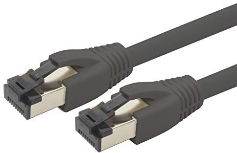 1aTTack.de 10m Cat 8 Cavo di rete Cat8 nero - 1 pezzo Cat.8 Lan 2000 Mhz 40 Gbit s 40GBase-T POE+ cavo Patch Ethernet LSZH - 1 x 10 metro nero