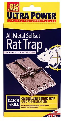 The Big Cheese Ultra Power All-Metal Selfset Rat Trap, Weatherproof, Galvanised Steel, Powerful Mechanism, Reusable, Self-Setting