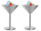 Lot de 2 verres à cocktail en acier inoxydable pour champagne à vin et martini 200 ml 200ML argenté