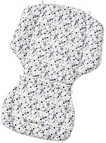 Gesslein Loop 726, Sitzauflage Kinderwagen & Buggy, universel, Wendeeinlage für Sommer & Winter, Tencel atmungsaktiv |Punkte weiß/schwarz/taupe, 625000726