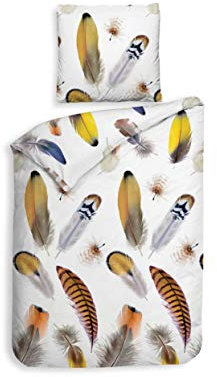 Heckett & Lane Biber Flanell Bettwäsche Lopez Feder Citrus Yellow (155x220 + 80x80 cm)