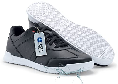 Shoes for Crews Men's Vegan Leather Slip-Resistant Work Sneakers – Comfortable, Water-Repellant, Non-Slip, Removable Insoles, Ideal for Restaurant Catering Kitchen, Chef-Footwear – Freestyle II