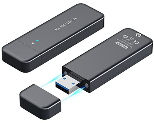 ElecGear USB Mini Enclosure for 2230/2242 NVMe and SATA M.2 SSD, PCIe and Serial ATA Aluminum Housing Case with Magnet Cap, 10Gbps Flash Drive Internal Memory Stick Card Reader (NV-2242A)