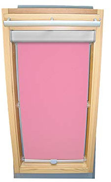 Rollo für VELUX Dachfenster Abdunkelungsrollo Komfort Premium für TYP GGL/GPL/GGU/GPU - FK06 - Farbe rosa - mit BLENDE und Haltekrallen - KLICK Montage