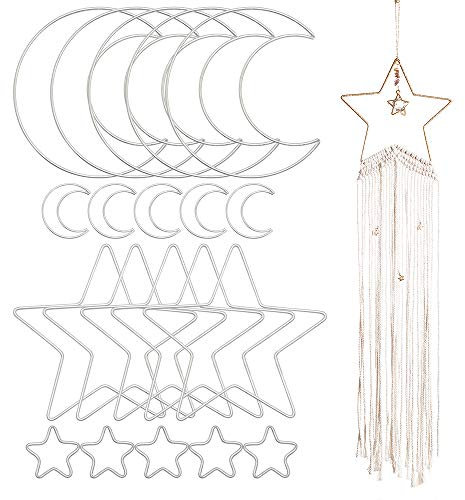 20 Stück Mond Stern Traumfänger Metall Ringe Kreis Makramee für DIY Handwerk Traumfänger Herstellung Zuhause Wandbehang Projekte Kranz Dekoration