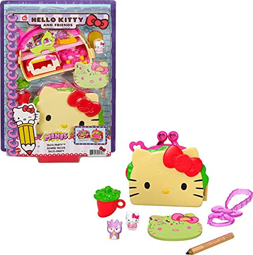 Mattel Hello Kitty Hello Kitty Cofre con forma de taco con muñecos y accesorios de juguete