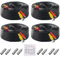 4 Pack 100ft/30M All-in-One Video Power Cables, BNC Extension Surveillance Camera Wires for CCTV Security DVR System Installation (8pcs BNC Connectors, 100pcs Cable Clips)