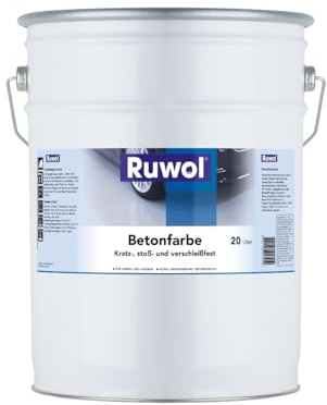 Ruwol Betonfarbe Standard weiß 20 liter - Betonfarbe außen frostsicher - Bodenfarbe Außen- fassadenfarbe sockelfarbe Farbe für Beton, Holz, Stein - Innen & Außen - Terrassen und Einfahrten