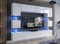 Furnitech Ensemble Meuble TV Mural Suspendu Salon – Meuble Salon Design Moderne avec colonnes- vitrines et rangements – Mobilier avec éclairage LED Blanc – Nowara AN1-17W-HG21 1B