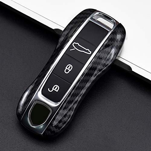 ontto Housse de clé de voiture en plastique pour Porsche Cayenne Panamera Macan 911 Carrera Taycan 2019-2020 Noir
