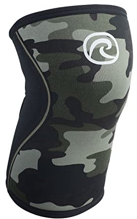 Rehband Vendaje de rodilla, soporte de rodilla de 7mm para entrenamiento con pesas y levantamiento de pesas, estabiliza la articulación de la rodilla, Color:Camuflaje, Talla:S