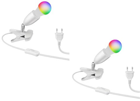 ledscom.de 2 Stück E27 Klemmleuchte LIK, weiß inkl. Smart Home RGBW LED Lampe, 892lm