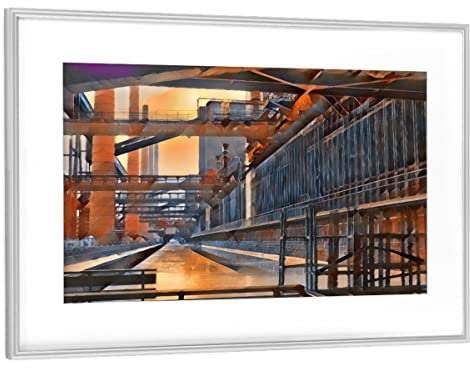 artboxONE Poster mit Rahmen Silber 75x50 cm Industrie von Helmut Haider - gerahmtes Poster