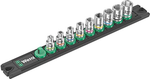Wera 05005400001 Nuss-Magnetleiste A 4 Zyklop Steckschlüsseleinsatz-Satz, 1/4-Antrieb, 9-teilig