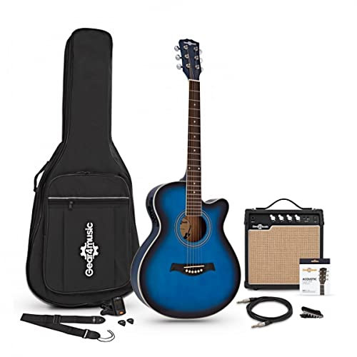 Gear4music Elektro-Akustik-Gitarre 15W Einsteigerpaket Blue