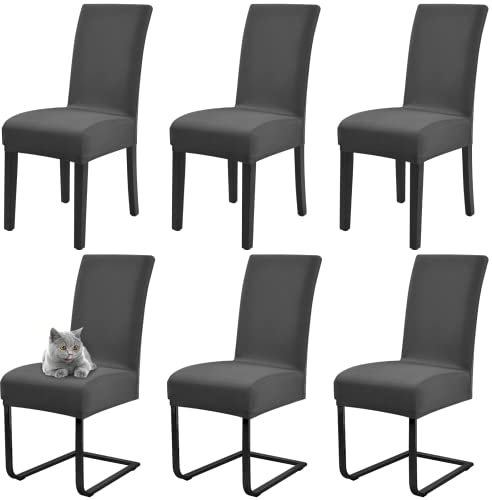 Pesonlook Stuhlhussen 6er Set Grau,Elastische Esszimmerstuhlbezüge, Spandex-Sitzbezüge für Esszimmer, Abnehmbare, waschbare Schonbezüge für Hotelrestaurants (Grau)